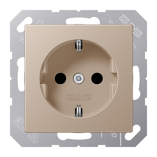 Розетка JUNG A 500, скрытый монтаж, с заземлением, шампань