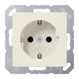 Розетка JUNG AS 500, скрытый монтаж, с заземлением, со шторками, слоновая кость
