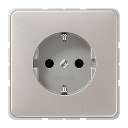 Розетка JUNG CD 500, скрытый монтаж, с заземлением, со шторками, платина