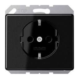 Розетка JUNG SL 500, скрытый монтаж, с заземлением, со шторками, черный