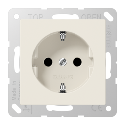 Розетка JUNG AS 500, скрытый монтаж, с заземлением, со шторками, слоновая кость