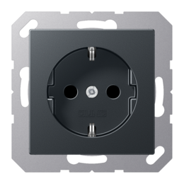 EcoProfi Розетка 2К+З 16А 250В~ авто. зажимы, антрацит